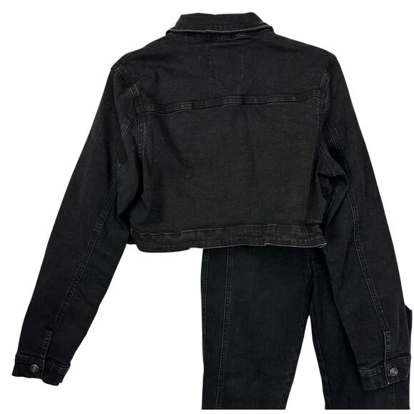 Fashion Nova Black Denim Jacket and Pants Set - Picture 3 of 10